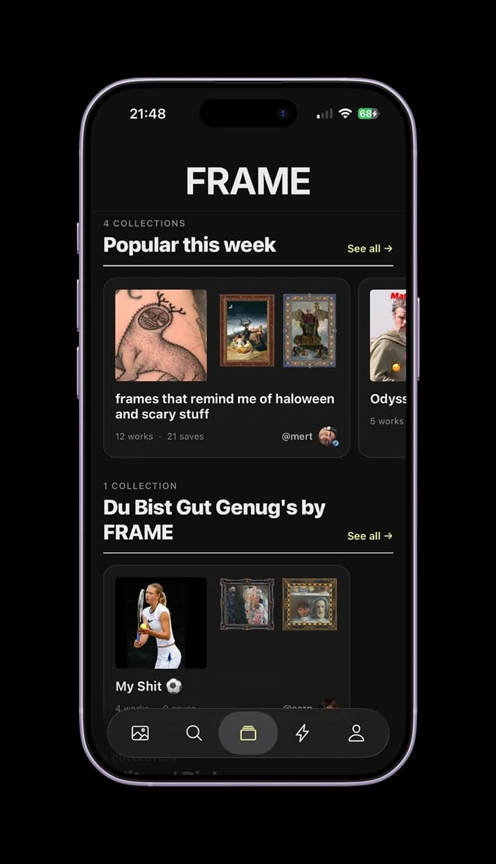 Collections screen showing popular collections this week
